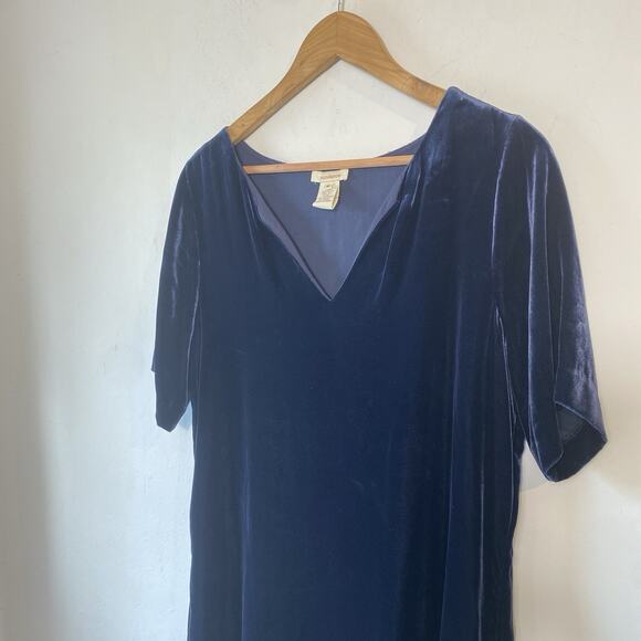 Sundance Velvet Dress M Navy Silk Blend V Neck Stretch Boho Holiday Quiet Luxury - Picture 4 of 6